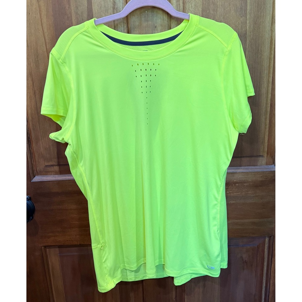 C9 Champion Duo Dry Women XL Neon Yellow Short Sleeve Activewear Running Top